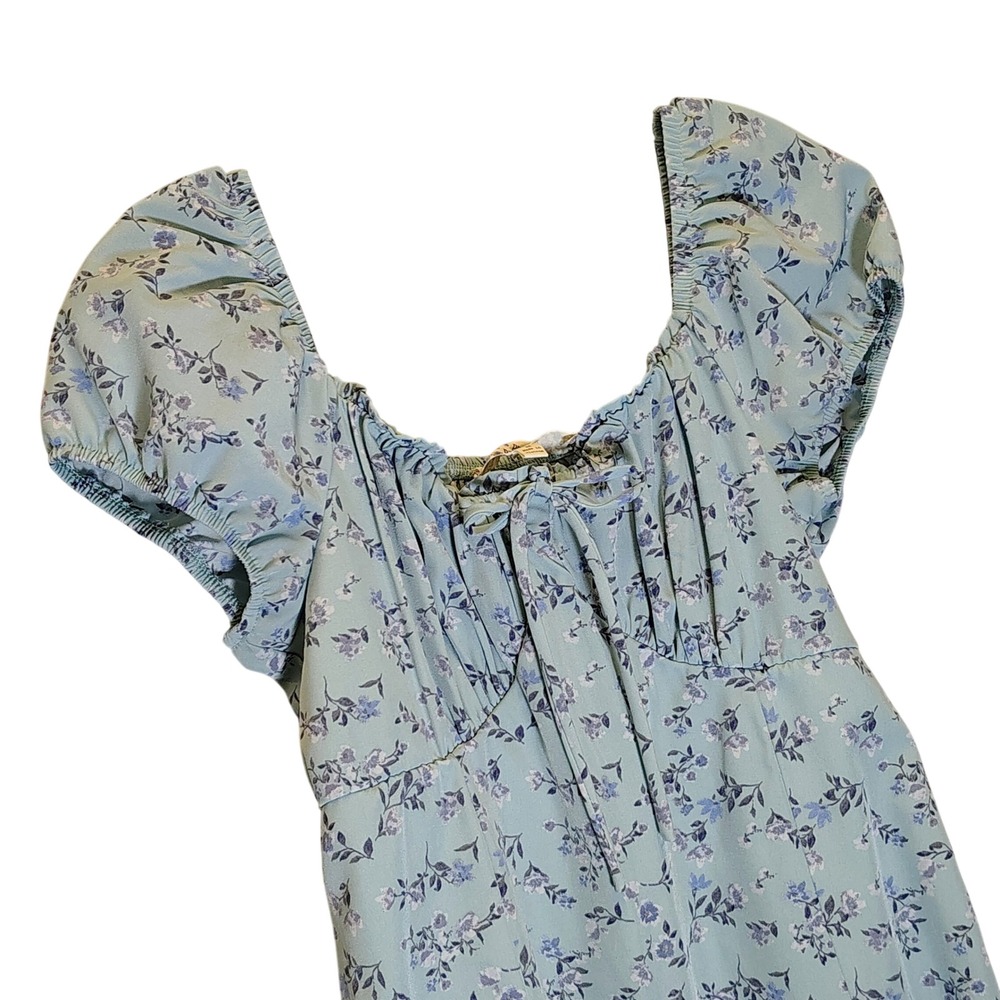 Pink Republic Sage Floral Milkmaid Boho Babydoll Mini Dress Coquette Size M